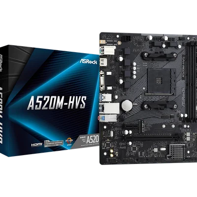 Placa-Mãe AsRock A520M-HVS, AMD AM4, mATX, DDR4 - 90-MXBE60-A0UAYZ