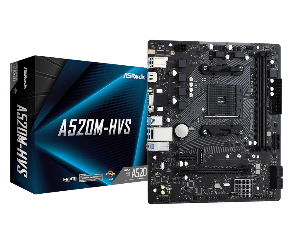 Placa-Mãe AsRock A520M-HVS, AMD AM4, mATX, DDR4 - 90-MXBE60-A0UAYZ 4