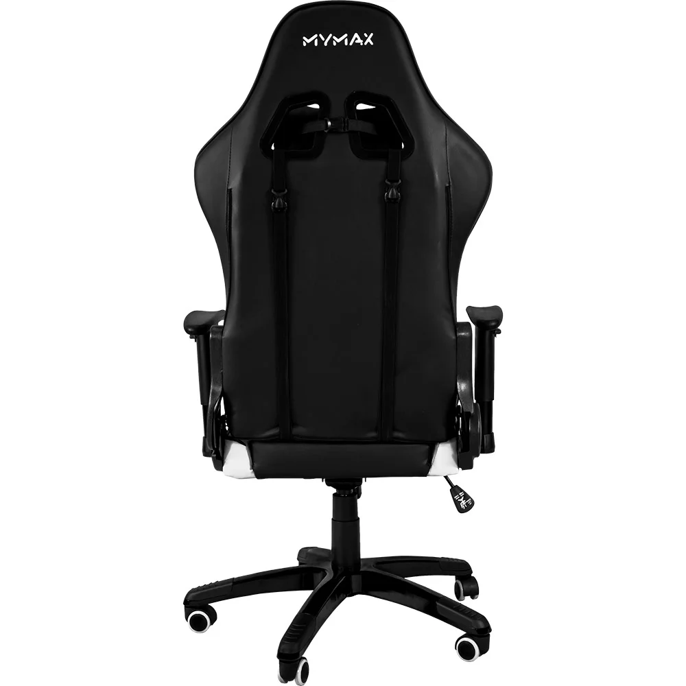 Cadeira Gamer Mymax Mx5, Até 150KG, Almofadas, Ergonômica, Couro Sintético - Preto e Branco