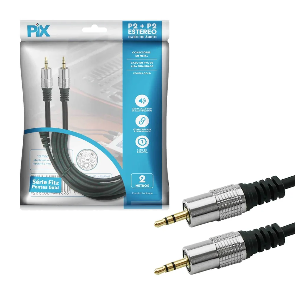 Imagem 3 de 5 do produto Cabo De Audio P2xp2 Estéreo Nickel Fitz 2mts