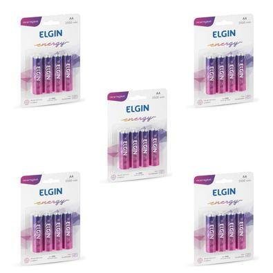 Kit Com 5 Cartelas De Pilhas Recarregaveis Aa 2500mah C/4 Elgin 82173