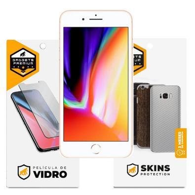 Película De Vidro Dupla + Traseira Fibra De Carbono Para Iphone 8 Plus - Gshield
