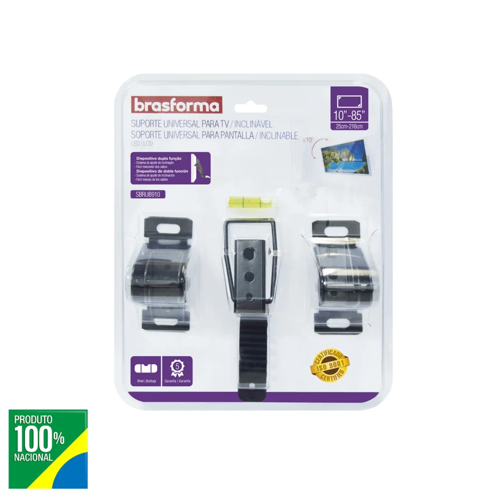 Imagem 3 de 4 do produto Suporte Universal Inclinavel Para Tv Led, Lcd, Plasma, 3d E Smart Tv De 10 A 85 Sbrub910