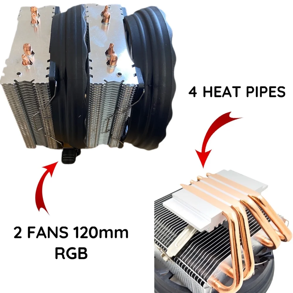 Cooler Para Processador Universal, RGB, FAN Duplo,120mm - KP-VR305 6