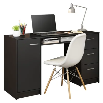 Escrivaninha Mesa Para Computador Madesa Alaska 3 Gavetas 1 Porta Preto