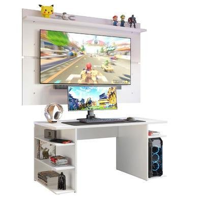 Mesa Para Computador Gamer E Painel Tv Madesa - Branco