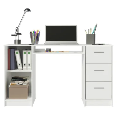 Escrivaninha Mesa Para Computador Madesa Alaska 3 Gavetas 1 Porta, Branco