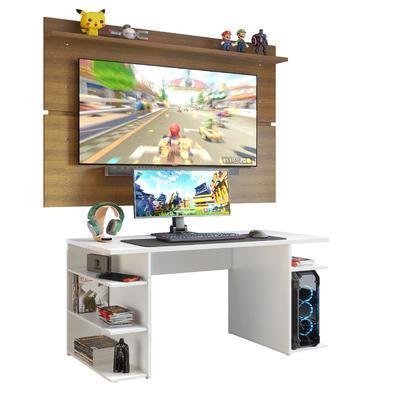 Mesa Para Computador Gamer E Painel TV, Madesa, Branco/Rustic