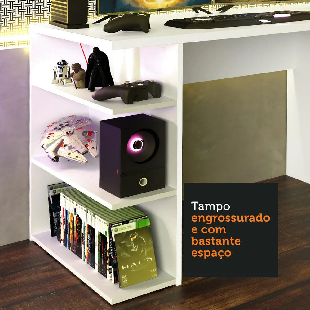 Imagem 4 de 5 do produto Mesa para Computador Madesa, Branco - 9409