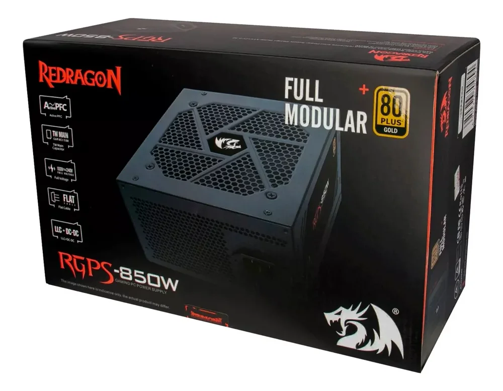 Imagem 5 de 5 do produto Fonte Redragon Gamer, 850W, 80 Plus, Full Modular - GC-PS010.