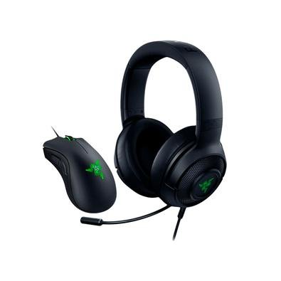 Dark Green Kit Bacell, Headset Gamer Razer Kraken X, Preto,  Multiplataforma, 7.1 + Mouse Gamer Razer Deathadder Essential, Preto, 5  Botões, 6400dpi | KaBuM!