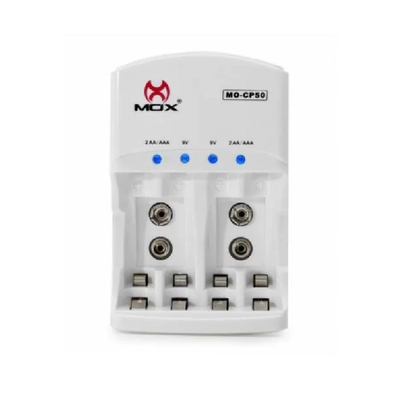 Carregador De Pilhas Mox Aa, Aaa E Bateria 9v Bivolt - Cp50