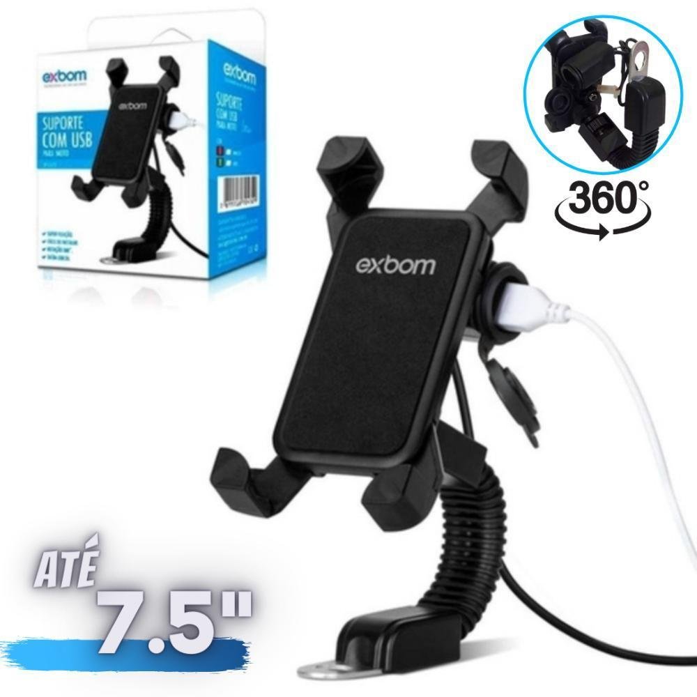 Imagem 2 de 4 do produto Suporte Celular Ferro Moto Garra De Ferro C/ Carregador Usb