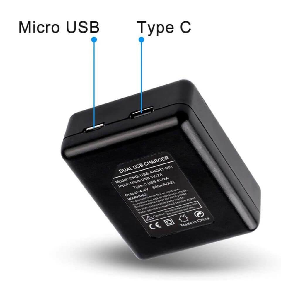 Carregador Duplo Funpro Para Gopro Hero 9 Black E Hero 10 Black