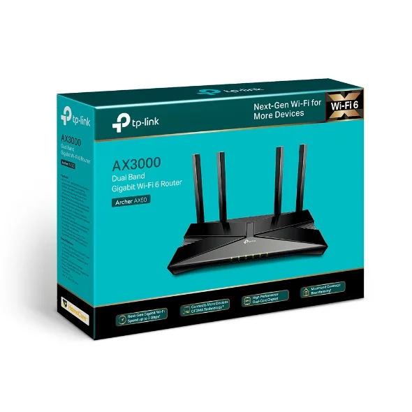 Roteador TPLink WiFi 6 Gigabit Dual Band AX3000