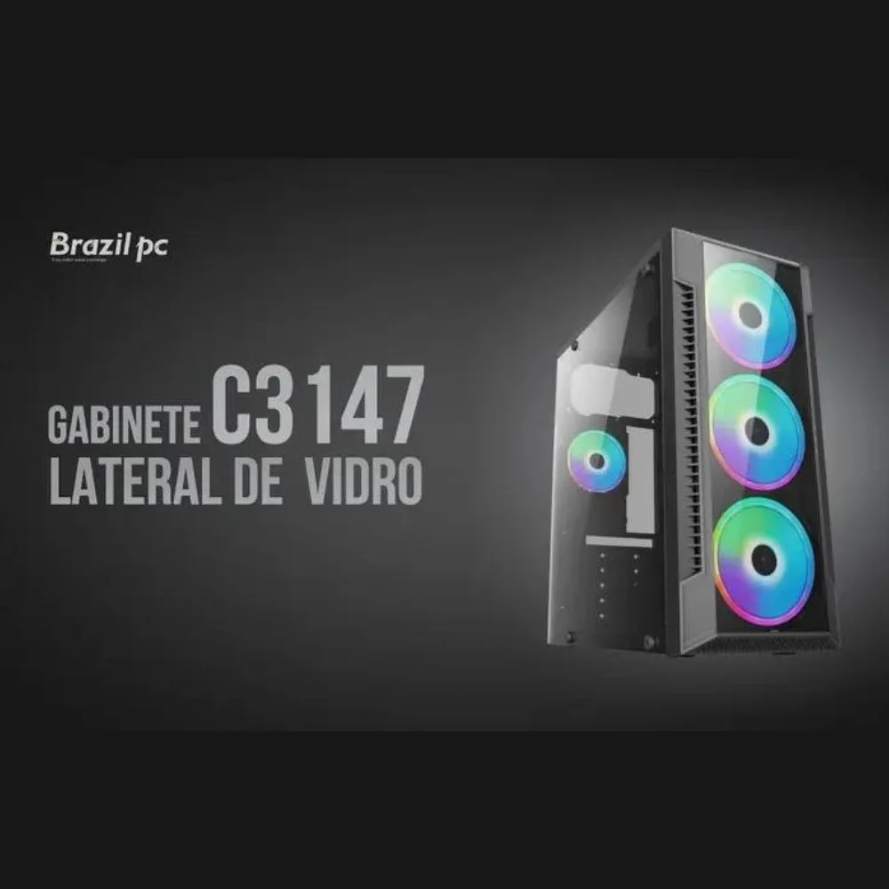Gabinete Gamer Brazil PC BPC-C3147, Mid Tower,  ATX / Micro-ATX, Com Lateral de Vidro, Preto