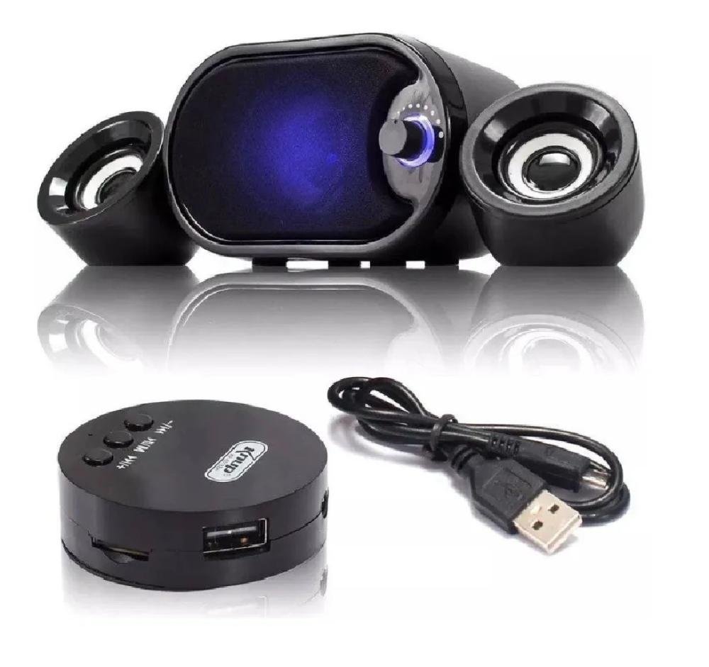 Caixa De Som KNUP Kp-6018bh Subwoofer 2.1, 11w RMS, USB/SD/bluetooth 11w P/ Pc