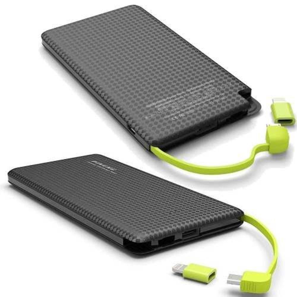 Imagem 2 de 4 do produto Carregador Portátil Power Bank Altomex 10000Mah, 1 porta USB, com Cabo Micro USB e Adaptador lightning,  Preto - Pn 951