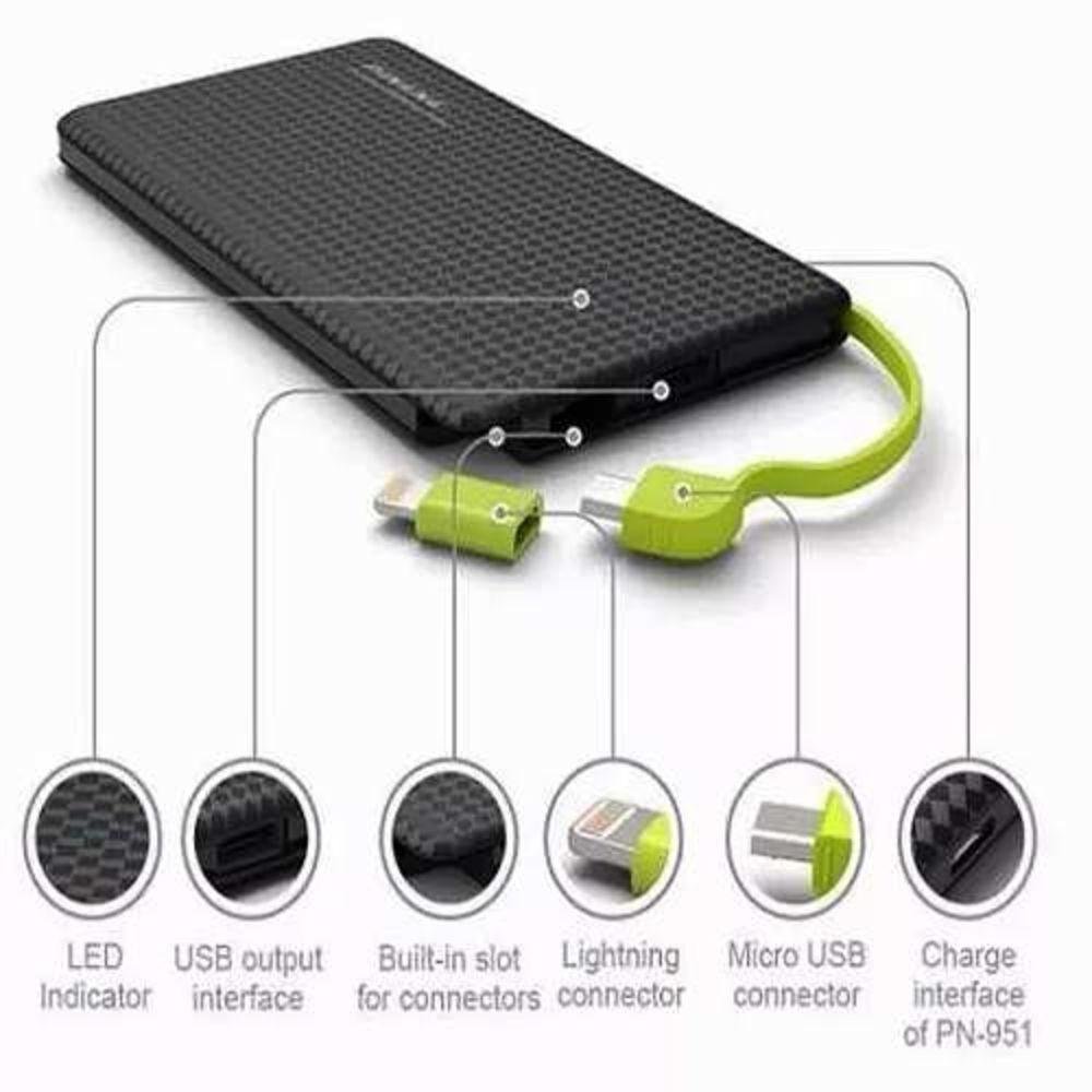 Imagem 3 de 4 do produto Carregador Portátil Power Bank Altomex 10000Mah, 1 porta USB, com Cabo Micro USB e Adaptador lightning,  Preto - Pn 951