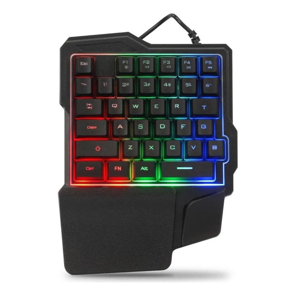 Imagem 3 de 5 do produto Teclado Gamer Semi Mecânico Single Hand Uma Mão Usb Rgb Pc