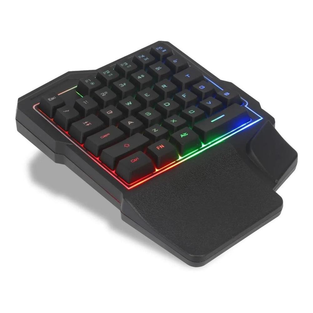 Imagem 5 de 5 do produto Teclado Gamer Semi Mecânico Single Hand Uma Mão Usb Rgb Pc