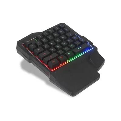Teclado Single Hand Uma Mão USB, RGB Multimídia, PC Notebook