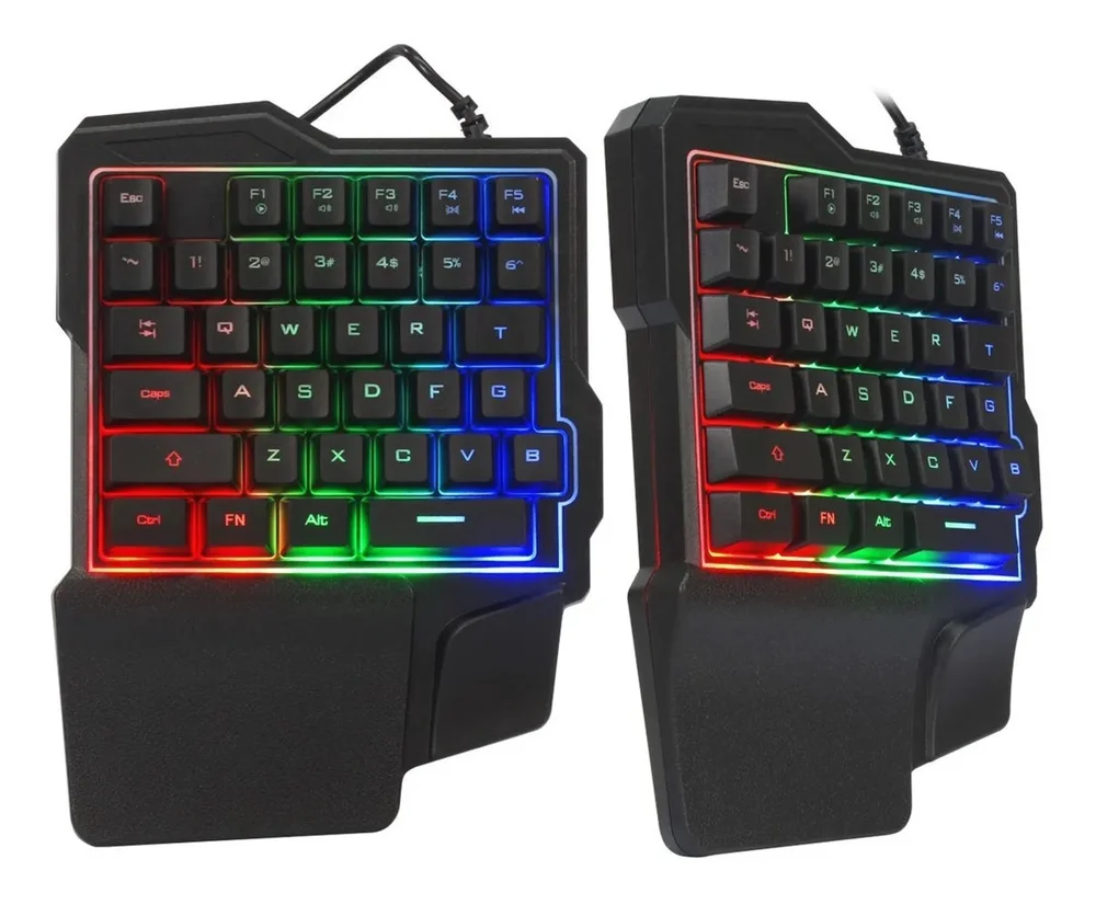 Imagem 3 de 5 do produto Teclado Single Hand Uma Mão USB, RGB Multimídia, PC Notebook