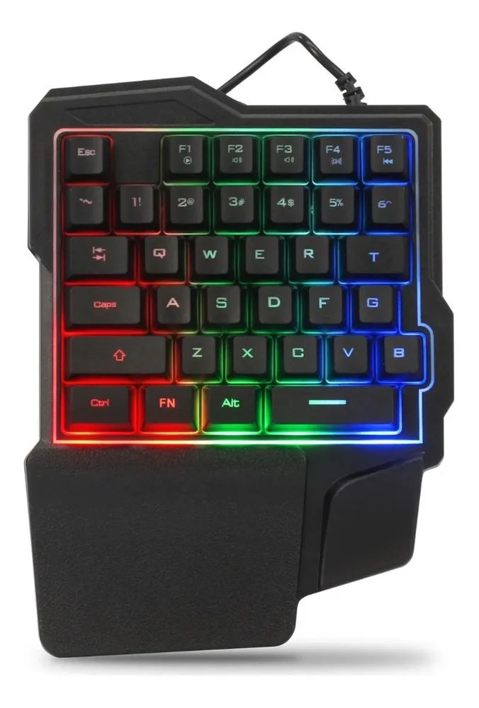 Imagem 4 de 5 do produto Teclado Single Hand Uma Mão USB, RGB Multimídia, PC Notebook
