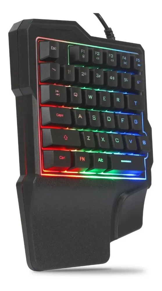 Imagem 5 de 5 do produto Teclado Single Hand Uma Mão USB, RGB Multimídia, PC Notebook