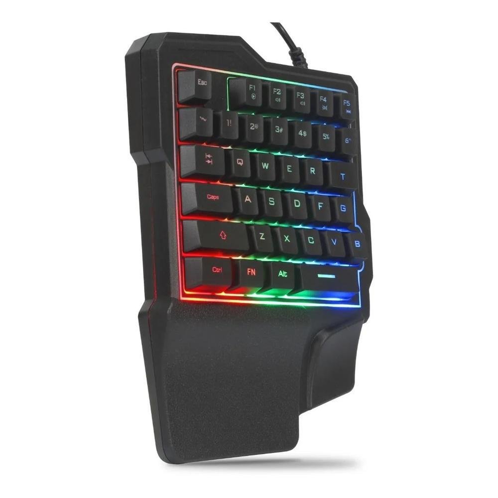Imagem 4 de 5 do produto Teclado Semi Mecânico Gamer FY LED RGB, Anti-Ghosting, Anti-Respingo, ABNT2