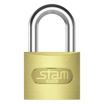 Cadeado 45 Mm Zamac Latonado E-coat Com Chave Encartelado Stam