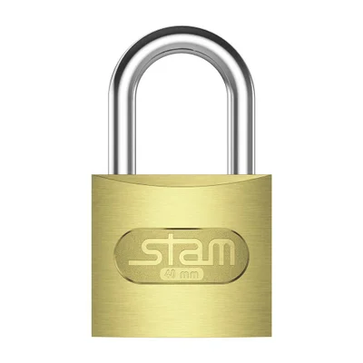 Cadeado 40 Mm Zamac Latonado E-coat Com Chave Encartelado Stam