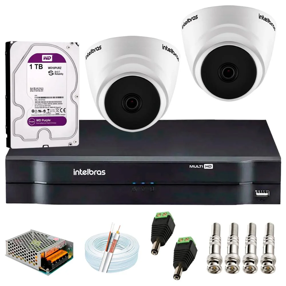 Imagem 4 de 5 do produto Kit com 2 Câmeras Intelbras Vhd 1220 D home Infra 20Mts, Full HD 1080p MHDX 1104  Intelbras 1TB Purple