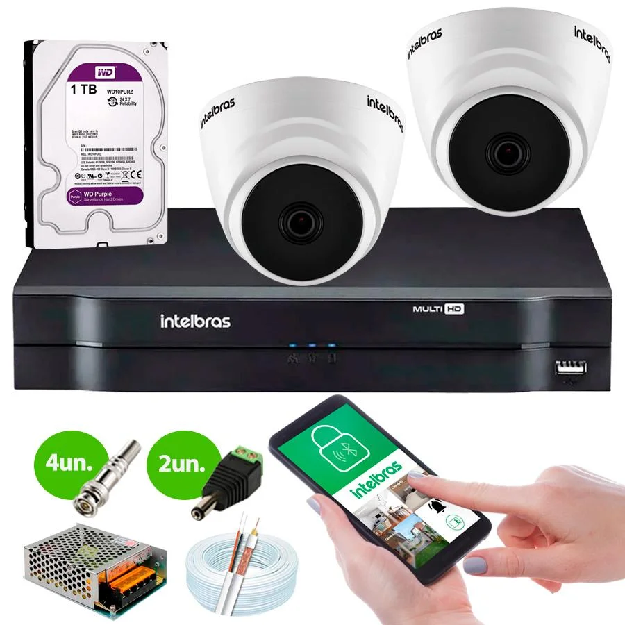 Imagem 5 de 5 do produto Kit com 2 Câmeras Intelbras Vhd 1220 D home Infra 20Mts, Full HD 1080p MHDX 1104  Intelbras 1TB Purple