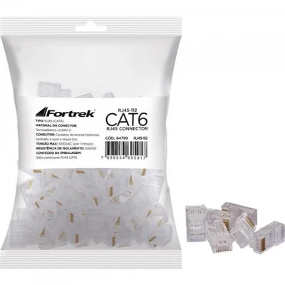 Conector RJ45 CAT6 Fortrek, 100 Unidades