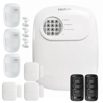 Kit Central De Alarme Anm 24 Net Intelbras + 3 Sensores Xas 4010 Smart + 3 Sensor Ivp 3000 Cf
