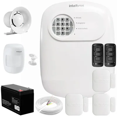 Kit Central De Alarme Anm 24 Net Intelbras + 3 Sensores Xas 4010 Smart + 1 Sensor Ivp 3000 Cf