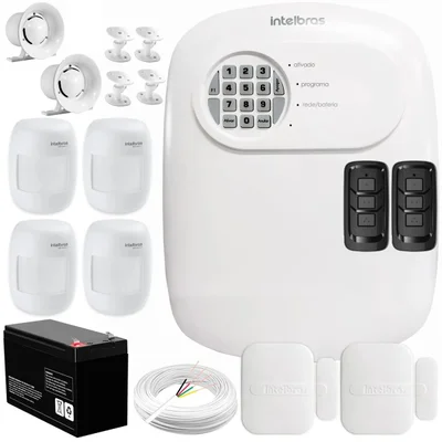 Kit Central De Alarme Anm 24 Net Intelbras + 2 Sensores Xas 4010 Smart + 4 Sensores Ivp 3000 Cf