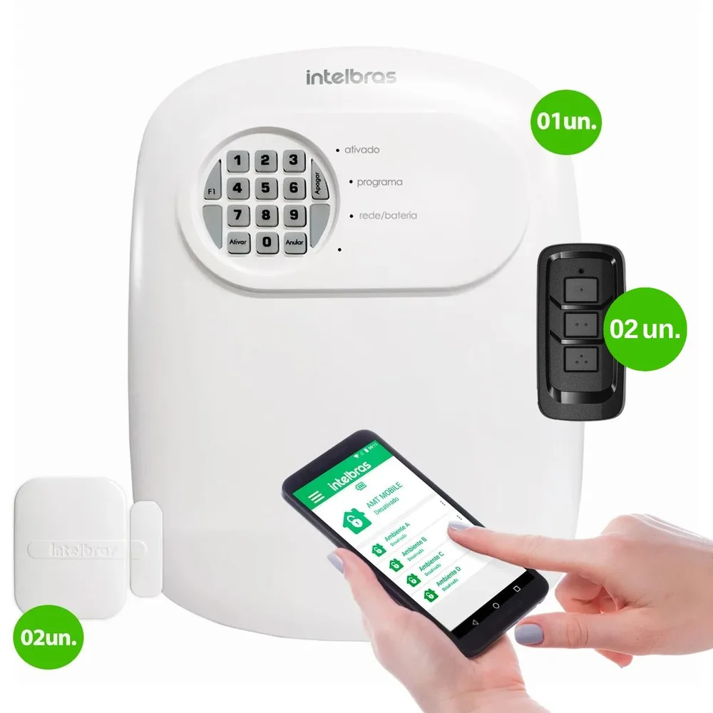 Imagem 2 de 5 do produto Kit Central De Alarme Anm 24 Net Intelbras 2 Sensores Magnético Abertura Porta Janela Xas 4010 Smart