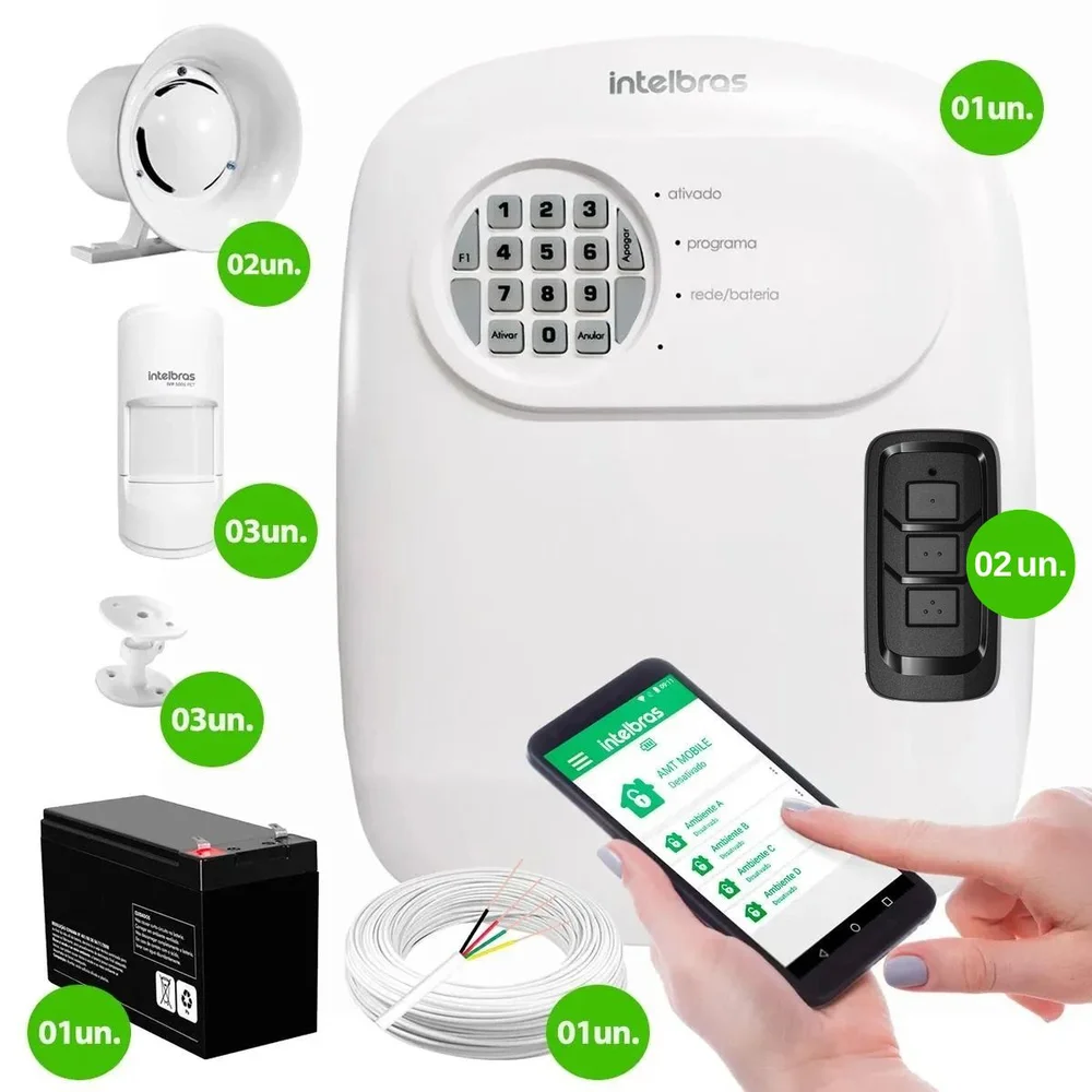Imagem 4 de 5 do produto Kit Central De Alarme Anm 24 Net Intelbras + 3 Sensores Ivp 5001 Pet Intelbras + Bateria + Sirenes