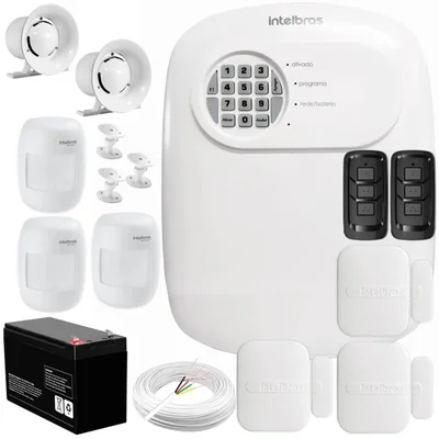 Kit Central De Alarme Anm 24 Net Intelbras + 3 Sensores Xas 4010 Smart + 3 Sensores Ivp 3000 Cf