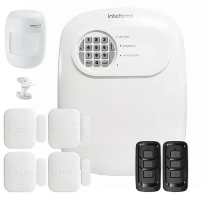 Kit Central De Alarme Anm 24 Net Intelbras + 4 Sensor Xas 4010 Smart + 1 Sensor Ivp 3000 Cf