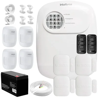 Kit Central De Alarme Anm 24 Net Intelbras + 4 Sensores Xas 4010 Smart + 4 Sensores Ivp 3000 Cf