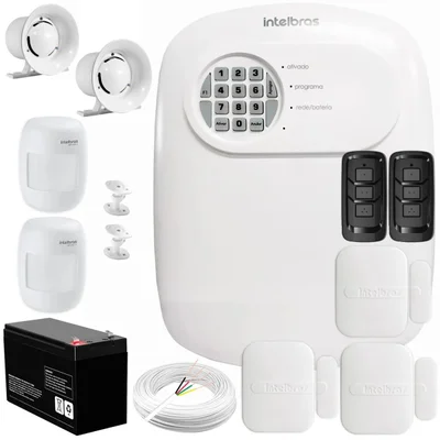Kit Central De Alarme Anm 24 Net Intelbras + 3 Sensores Xas 4010 Smart + 2 Sensores Ivp 3000 Cf