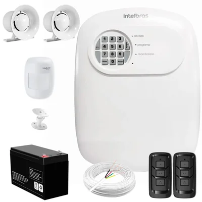 Kit Central De Alarme Anm 24 Net Intelbras + 1 Sensor Ivp 3000 Cf + Bateria + Sirenes + Cabo