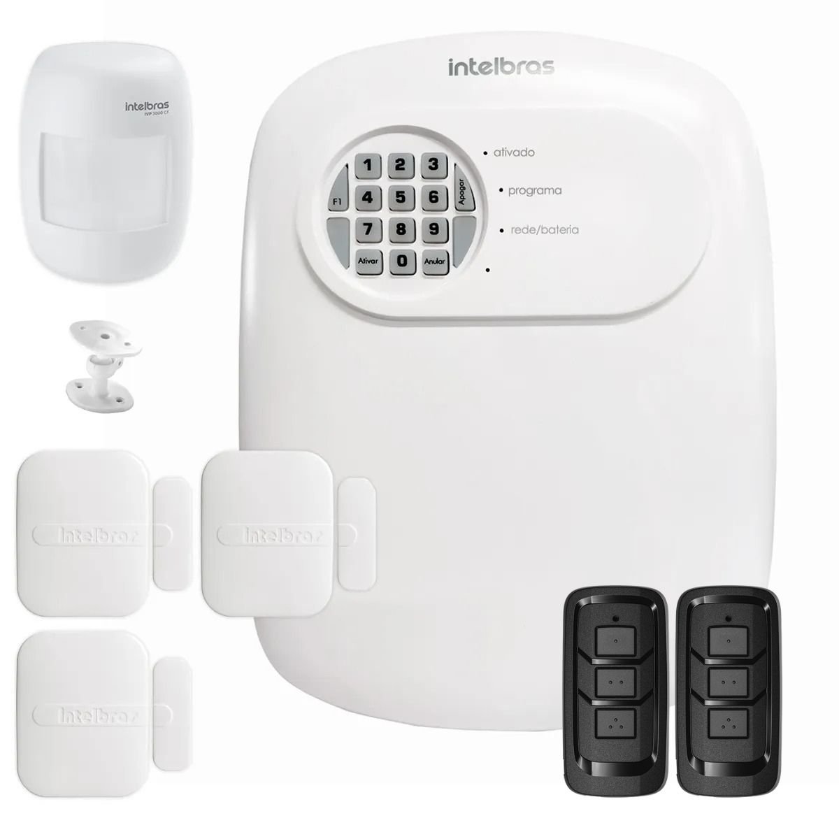 Kit Central De Alarme Anm 24 Net Intelbras + 3 Sensor Xas 4010 Smart + 1 Sensor Ivp 3000 Cf