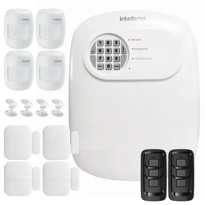 Kit Central De Alarme Anm 24 Net Intelbras + 4 Sensores Xas 4010 Smart + 4 Sensor Ivp 3000 Cf