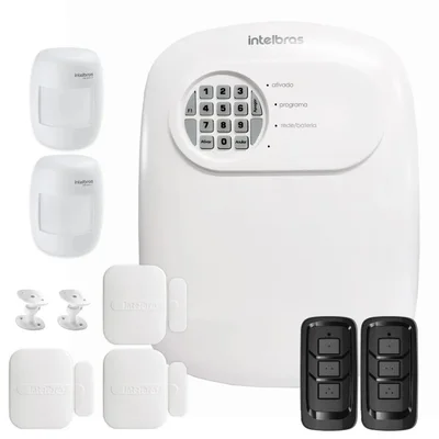Kit Central De Alarme Anm 24 Net Intelbras + 3 Sensor Xas 4010 Smart + 2 Sensor Ivp 3000 Cf