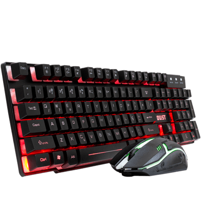 Kit Teclado E Mouse Com Fio, Gamer Dust Duo X51, ABNT, Luminoso 2 Em 1 USB 1600DPI