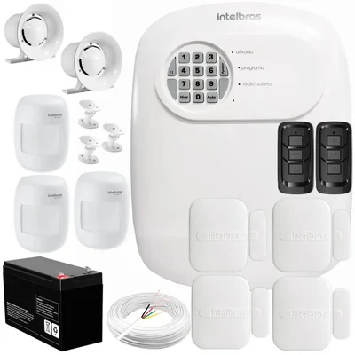 Kit Central De Alarme Anm 24 Net Intelbras + 4 Sensores Xas 4010 Smart + 3 Sensores Ivp 3000 Cf